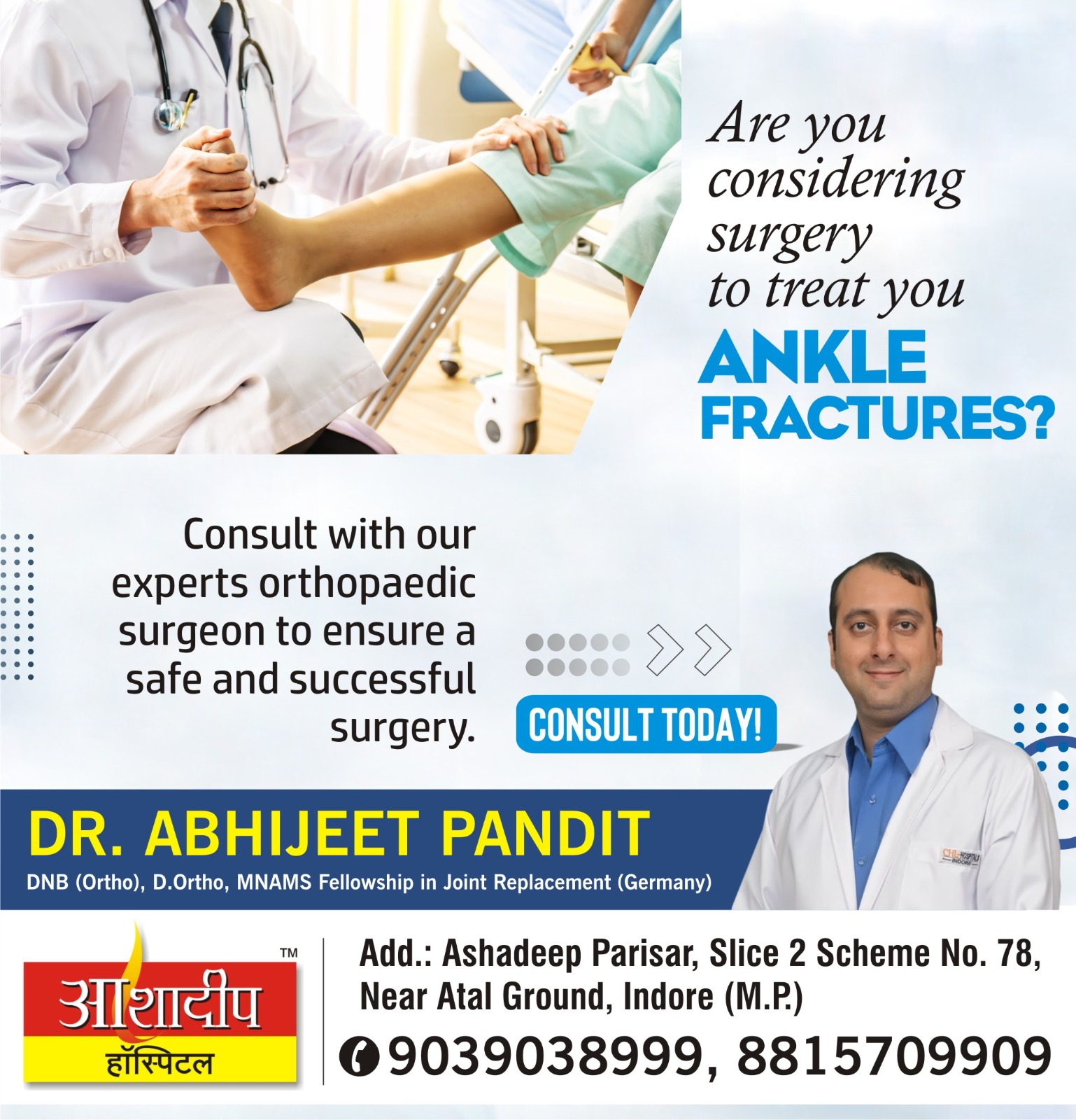 Best Orthopedic for Ankle Sprain Treatment in Indore