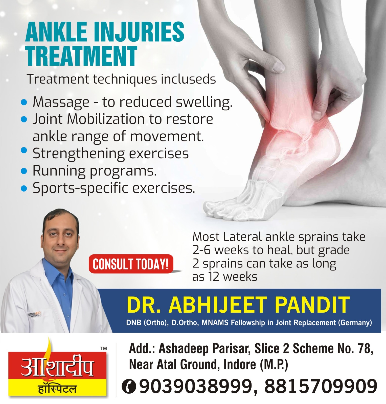 Best Orthopedic Doctor for Ankle Sprain in Indore